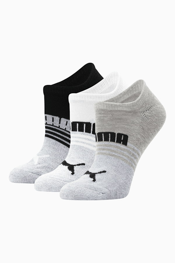 Half-Terry No-Show Women's Socks [3 Pack], WHITE / BLACK, extralarge
